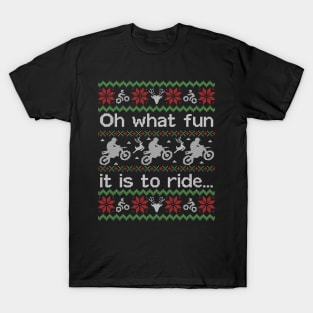 Ugly Christmas Sweater Fun to Ride a Dirtbike Motocross T-Shirt